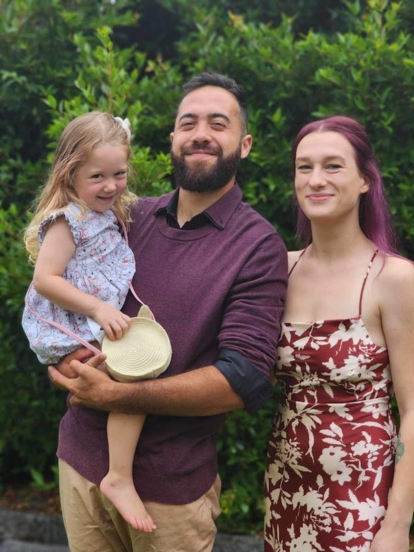 Image of Evie McHugh, and whānau.