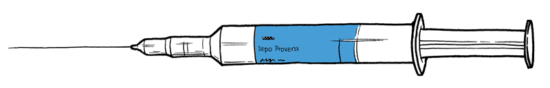 Depo Provera injection line drawing
